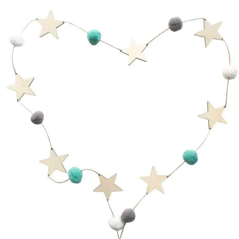 Скандинавский стиль INS DIY фетровые шарики и деревянные звезды висячие украшения