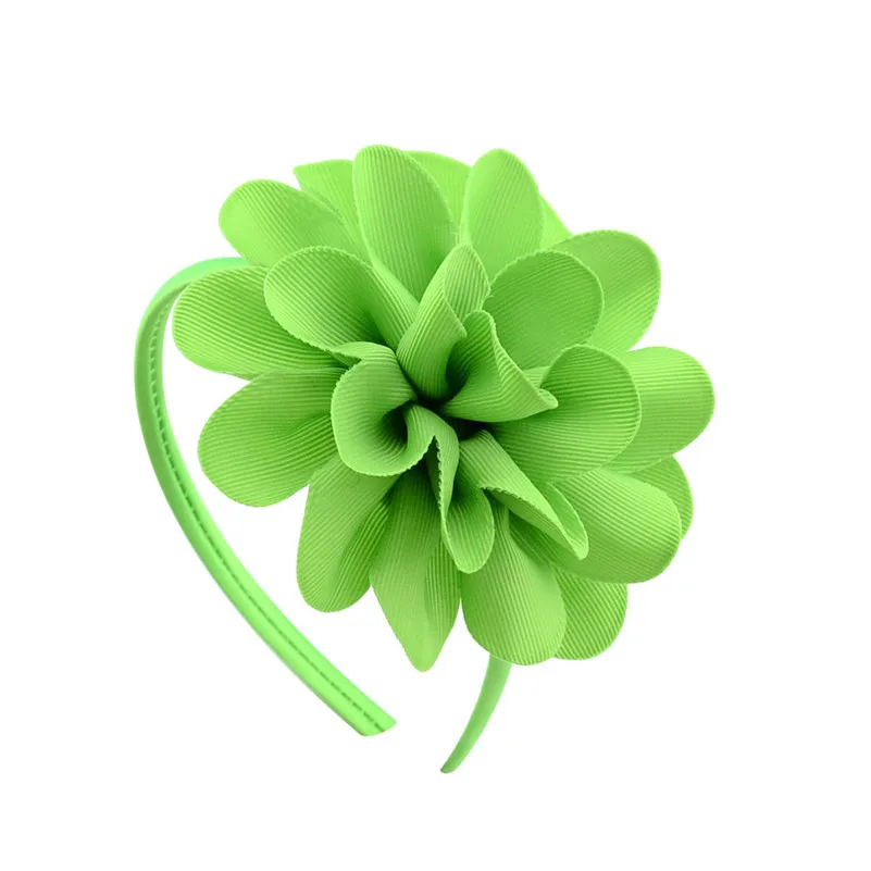 Green 4,5 дюймов Твердая большая повязка для головы с цветком для женщин девочек обруч для волос с бантиком корсажная лента аксессуары для волос ручной работы головной убор - Цвет: Green