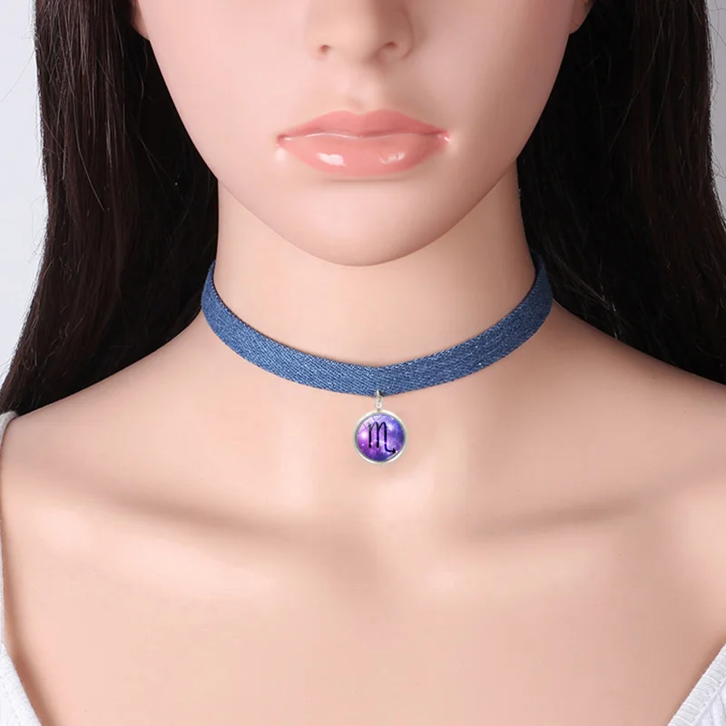 2018 Новая мода 12 Созвездие Цепочки и ожерелья зодиака Стекло кабошон ювелирных