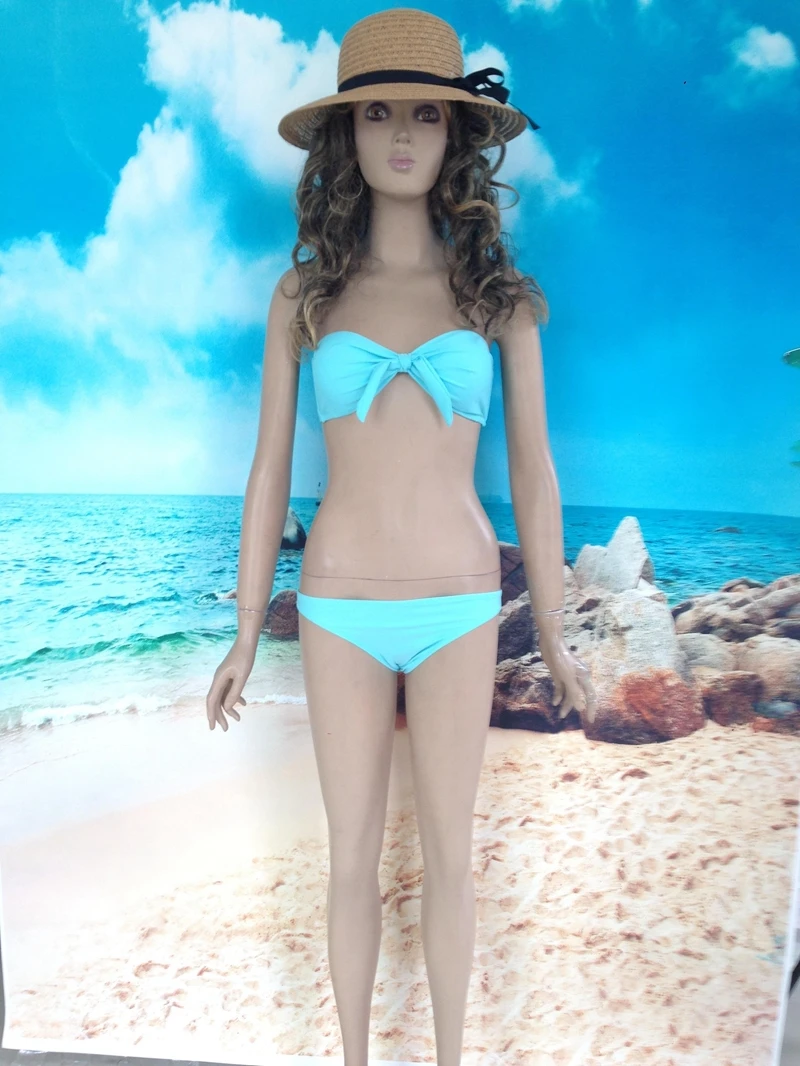 Lady's Gift Free Shipping Hot Sale Sexy Strapless Swimwear Women Form-flattering Bikini Padded Set 2 Colors 6H4346 S M L |