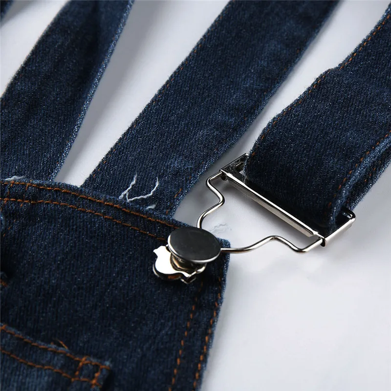 Женский джинсовый комбинезон модный с дырками Блестящий Комбинезон джинсовые