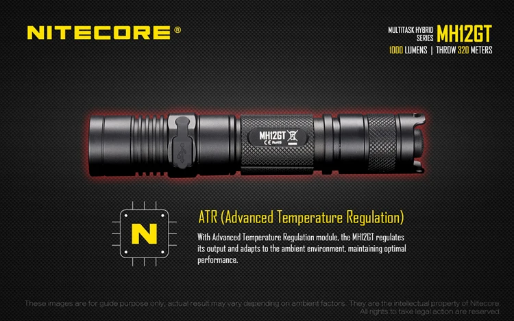 Топ продаж NITECORE MH12GT 1000LM светодиодный 18650 3400mah аккумулятор USB Перезаряжаемый Фонарик поисково-спасательный портативный фонарь
