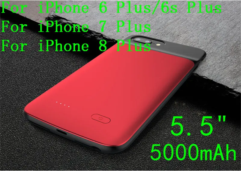 Для iPhone 6 6s 7 8 Plus чехол для зарядного устройства для iPhone X XS Max XR тонкий силиконовый резервный блок питания зарядное устройство задняя крышка аудио - Цвет: i7P-Red