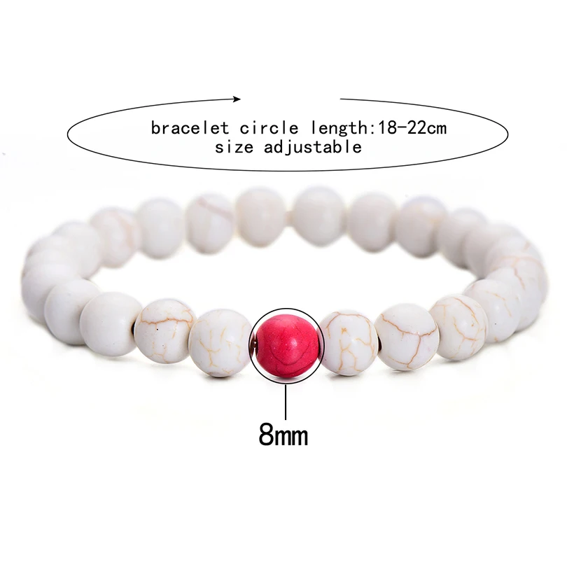 Bohemia Red and White Natural Stone Beads Bracelet Set For Men Women Fashion Couple Jewelry Classic Distance Bracelets Hot | Украшения и
