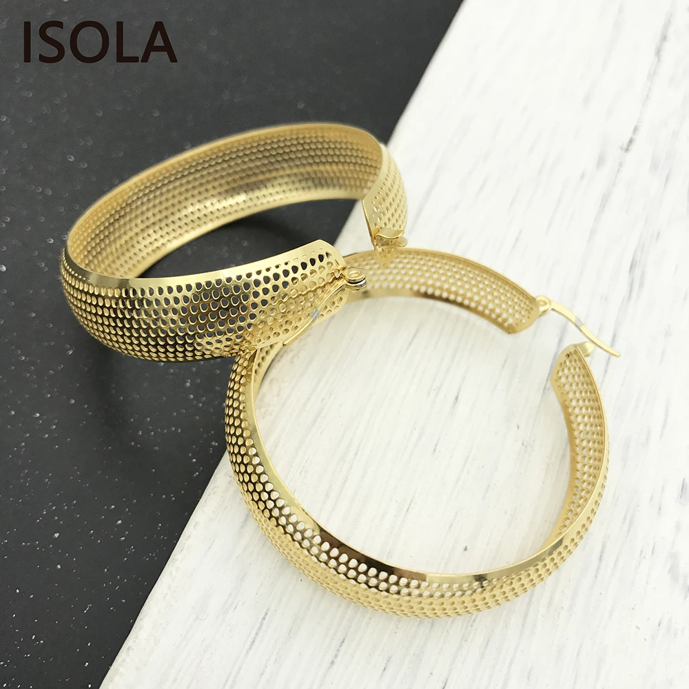 Женские классические серьги кольца ISOLA круглые из титановой стали в форме круга