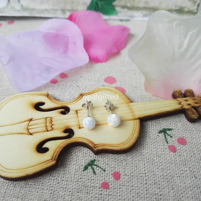 Оптовая продажа 1 пара круглые серьги с опаловым бусином в лабораторном стиле