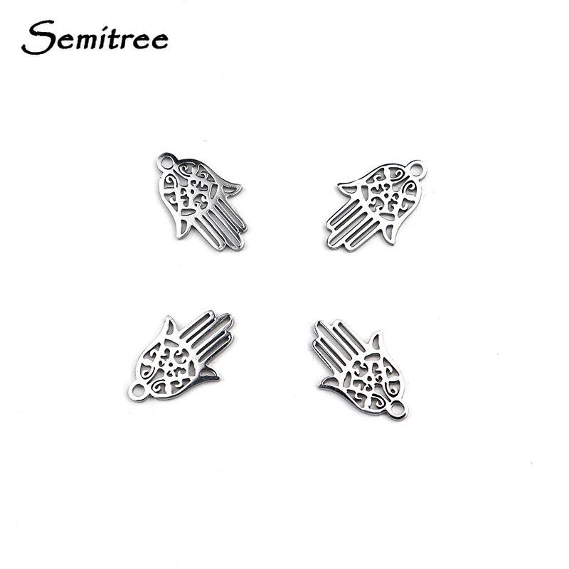 Semitree 5 шт. из нержавеющей стали Hamasa Lucky Hand амулеты для DIY Ювелирные Браслеты Аксессуары Ожерелье Изготовление Шарм Подвески