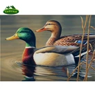 5D алмазная живопись, вышивка крестиком, алмазная вышивка сделай сам, лотос, цветы, утка, полная яркость, дикая утка
