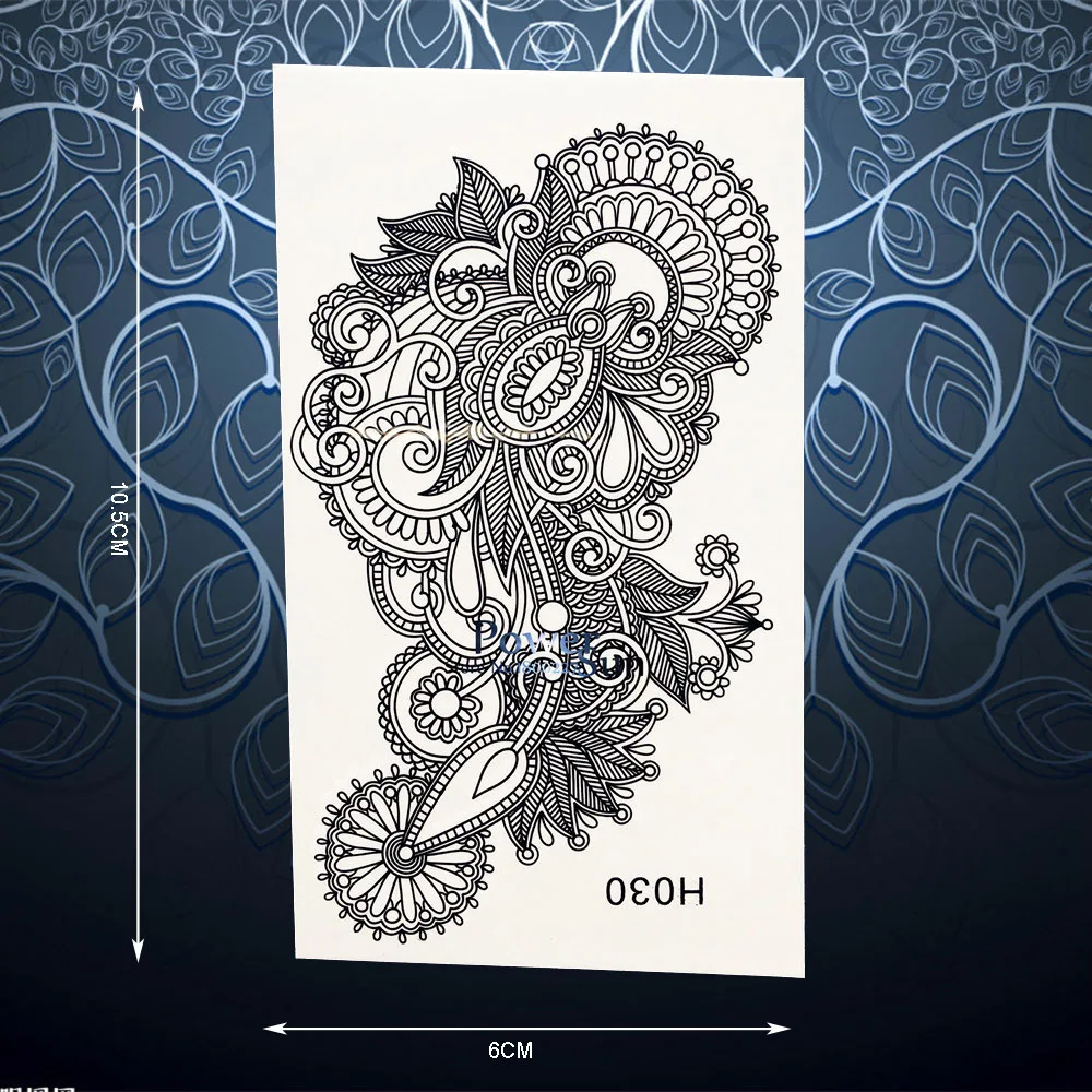 Здоровые водонепроницаемые временные татуировки наклейки Черный хна для