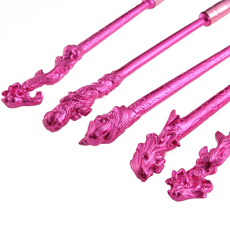 5 шт. набор кисточек для макияжа с металлической ручкой в стиле русалки контурный