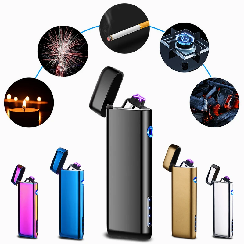 Металлическая USB Электронная зажигалка портативная ветрозащитная электронные