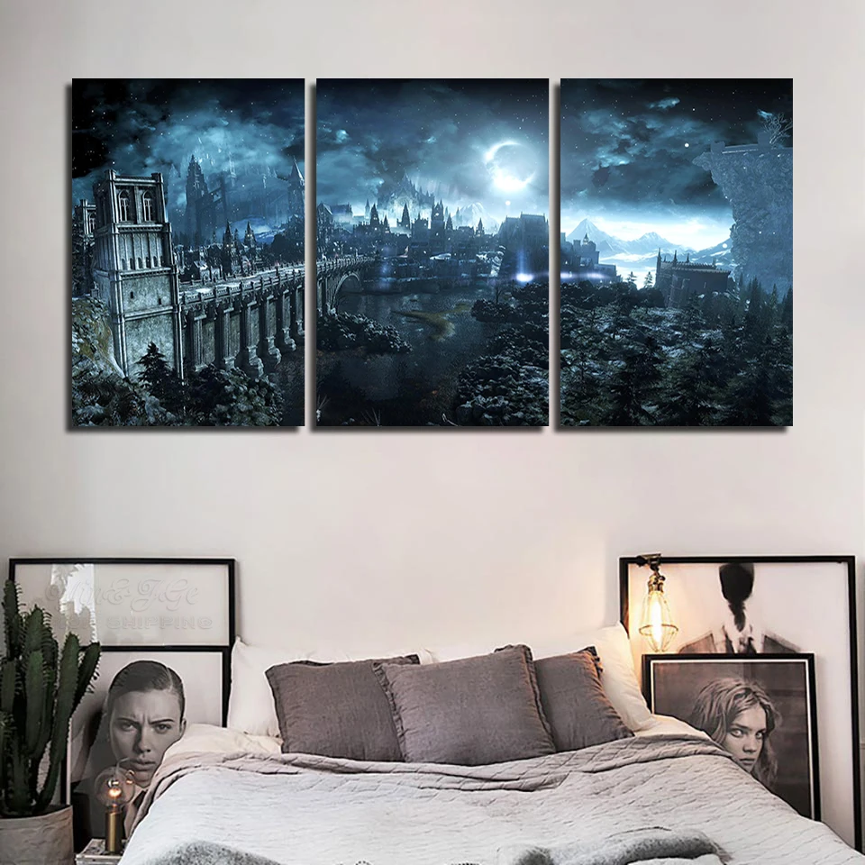 Wall Art 3 шт. видео игры печать на холсте Картины Dark Souls плакат модульная фотографии