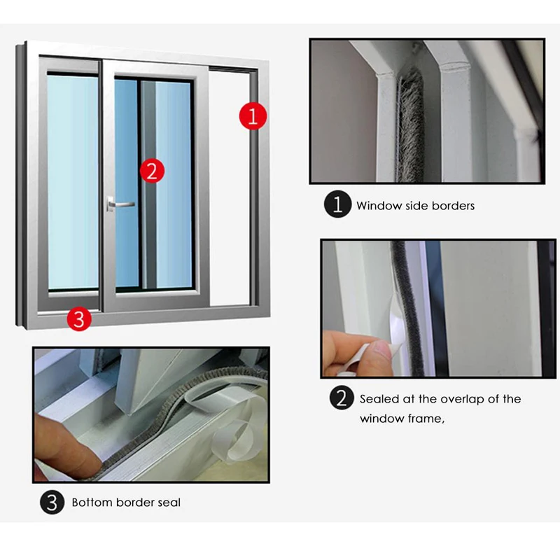 5 метров резиновой погодостойкой плотной уплотнительной ленты для дверей и окон с функцией звукоизоляции и герметизации.