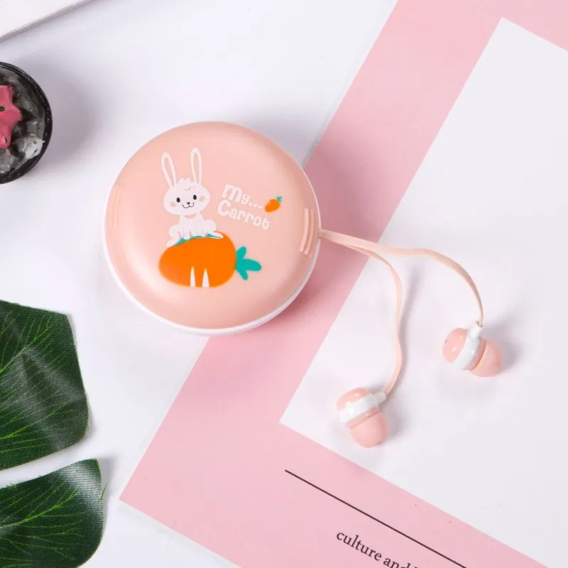 Rabbit Earphones 3.5mm Stereo Music In-ear Earbuds With Mic Kids Girl Earphone Storage Box For MP3 MP4 Phones | Электроника