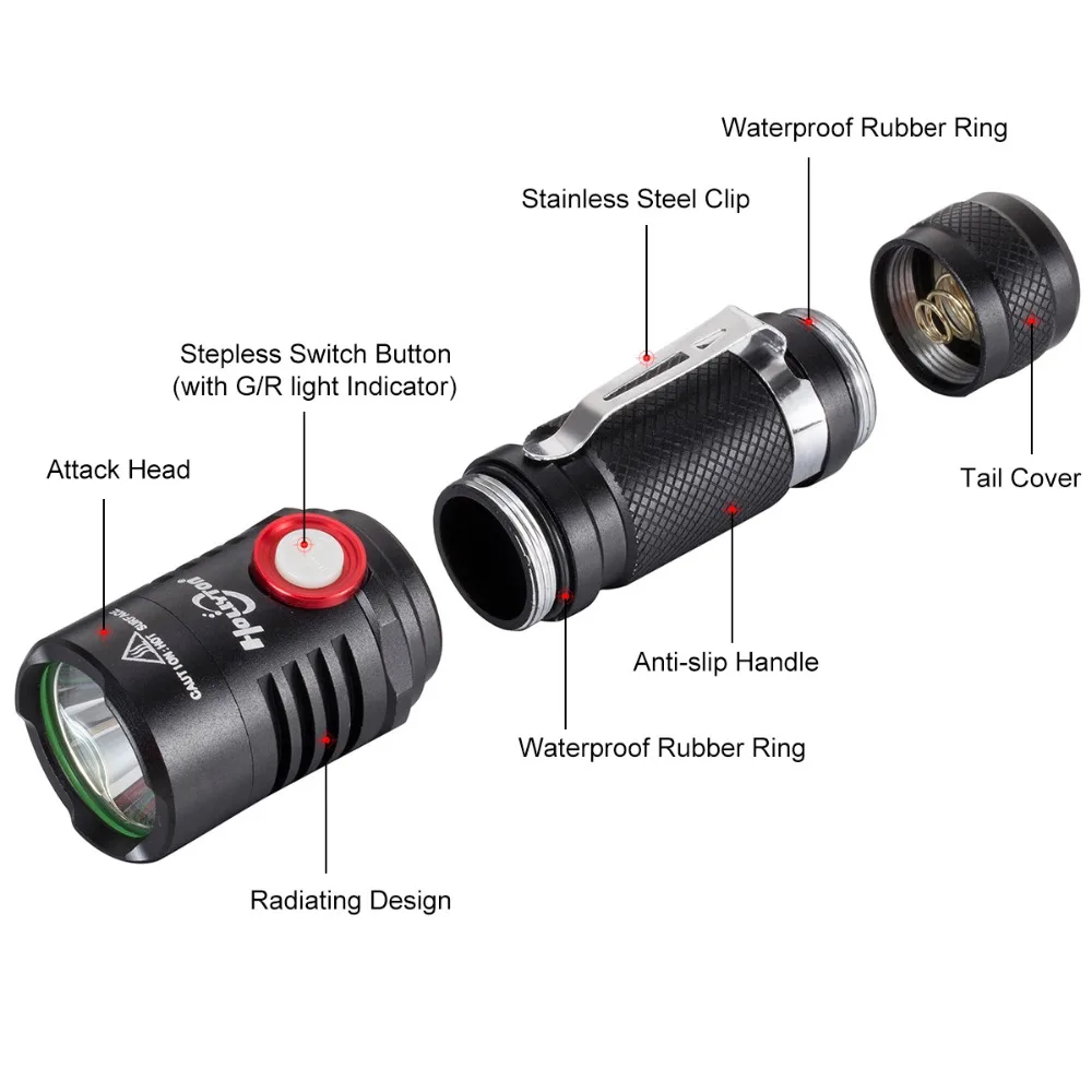Mini Brightness Stepless Dimming CREE LED T6 Flashlight 18650 USB Rechargeable Torch for Bicycle Riding Camping | Освещение