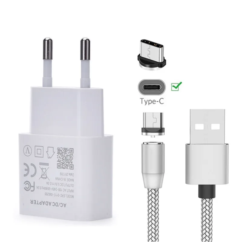 EU charger and cable Магнитный зарядный кабель USB type C для samsung S8 A50 huawei mate 20 lite P20 Honor 20 zte Axon 10 9 Pro быстрое зарядное устройство для телефона - Тип штекера: EU charger and cable