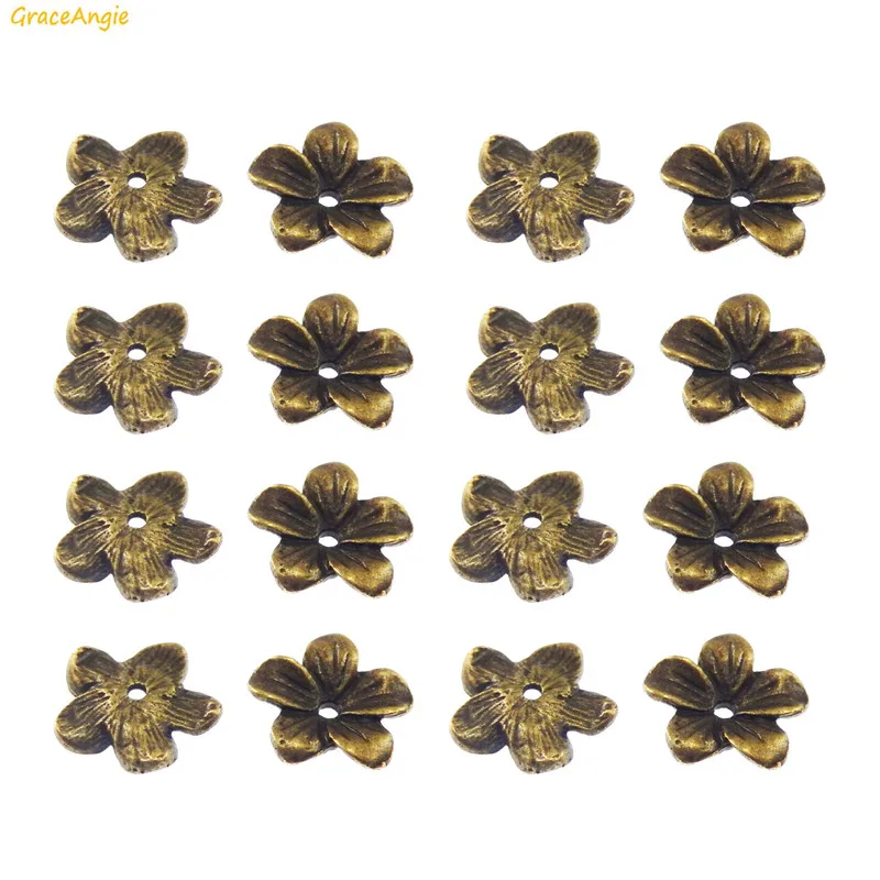 GraceAngie 60 шт. бусины в форме цветка металл античная бронза DIY мини ремесла