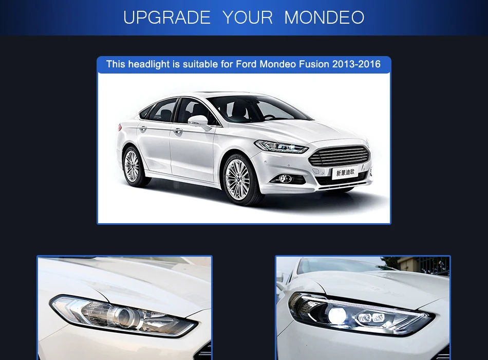 DYL Тюнинг автомобилей фары для Ford Mondeo Fusion 2013- светодиодные фары DRL ходовые огни биксеноновые фары Противотуманные фары с ангельскими глазками