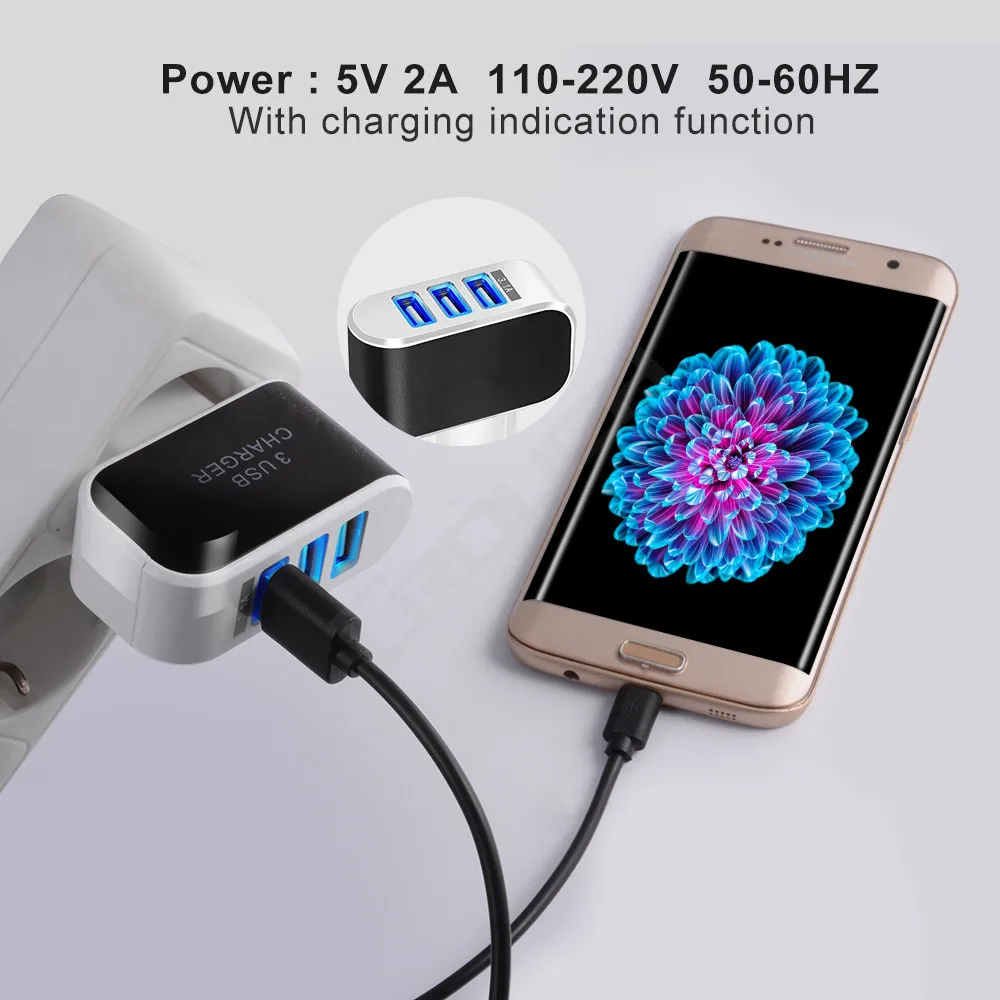 Зарядное устройство с 3 USB-портами для iPhone портативная вилка европейского