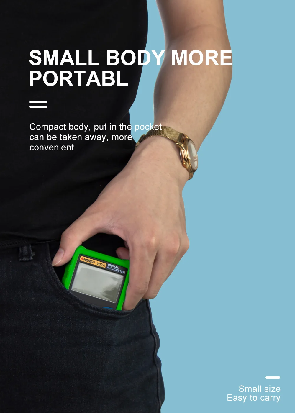 ANENG V02A 4000 отсчетов полная интеллектуальная автоматическая идентификация измерения сопротивления напряжения цифровой мультиметр фонарик