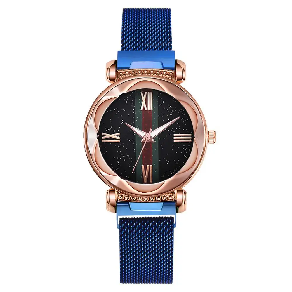 Luxury Rose Gold Watch Women Flower Surface Wrist Watches Fashion Starry Sky Magnetic Designer Ladies Quartz Clock Gift | Наручные часы
