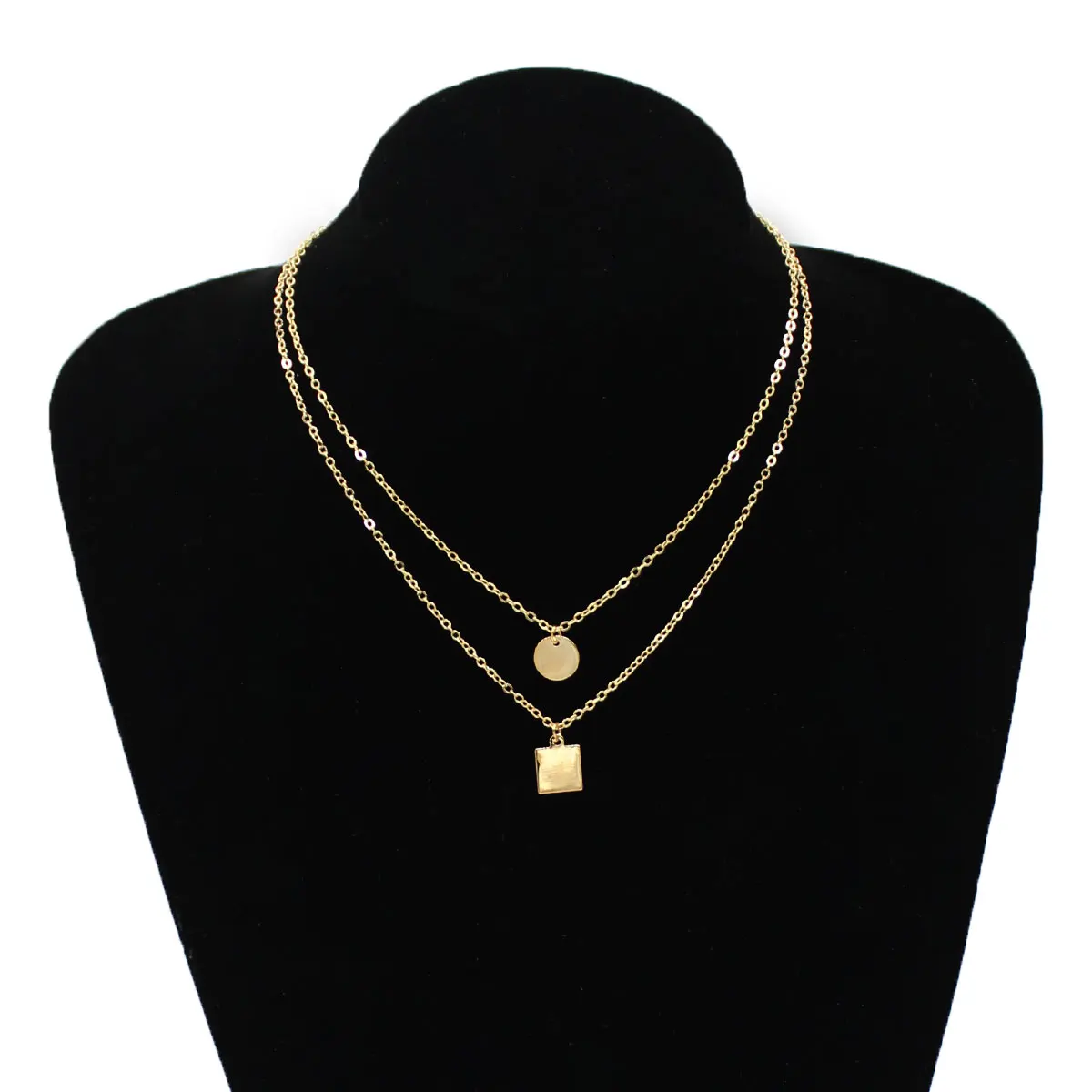 

Fashion Simple Geometric Choker Chain Necklace Women Sequins Pendant Layered Clavicle Necklace Jewelry