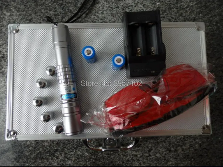

High power Military 100w 100000m 450nm Blue laser pointer Flashlight Light Burning Match/Dry Wood/Black/Burn cigarettes+Glasses