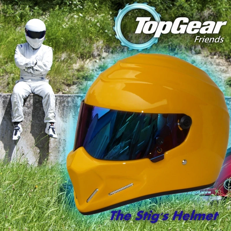 

Who's the stig / For Top gear The STIG Helmet with Colorful Visor / TG Collectable / as SIMPSON Pig / Yellow Motorcycle Helmet