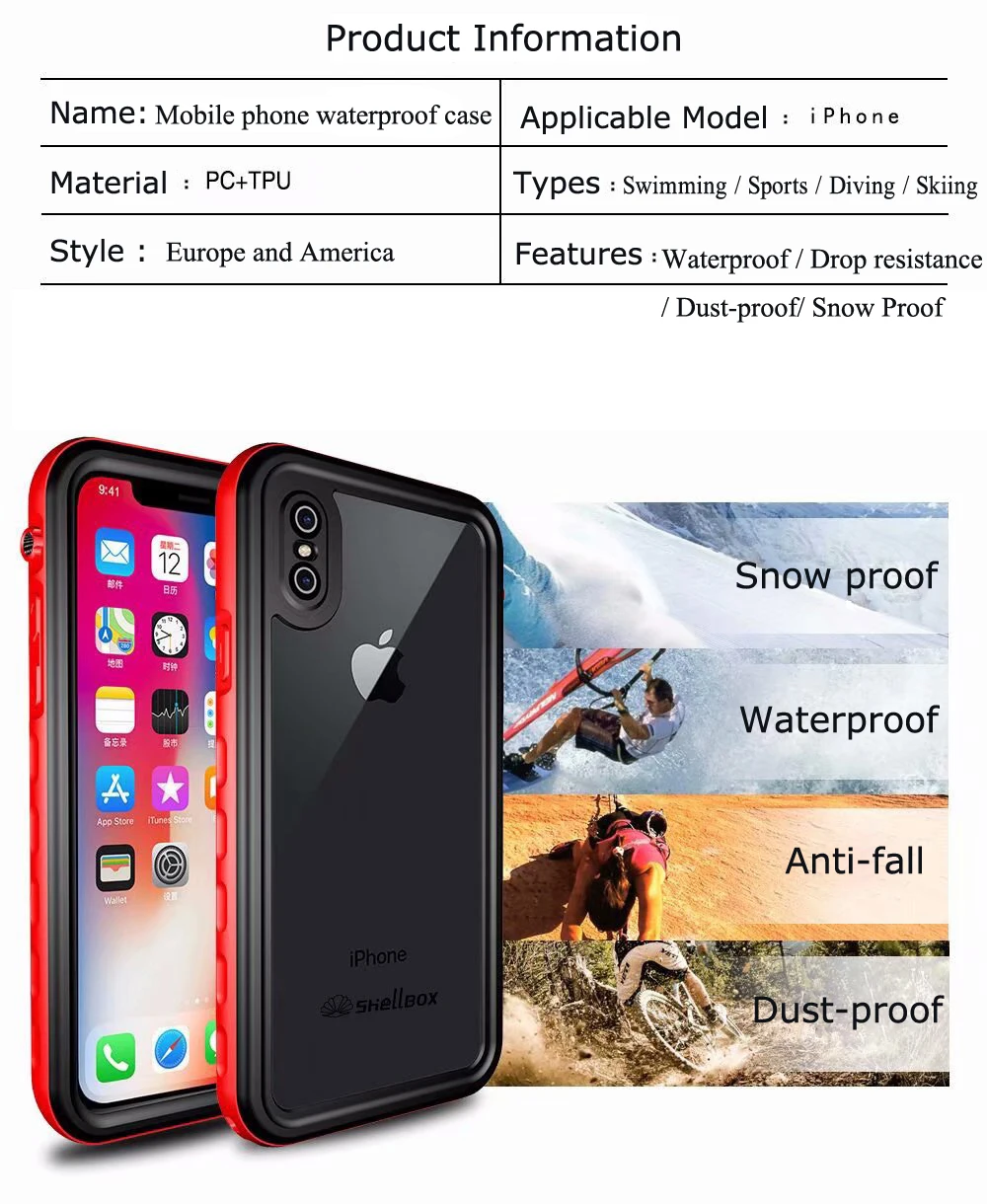 Olhveitra Waterproof Case For iPhone 11 Pro XS MAX XR X 6 6S 7 8 Plus hockproof Swimming Diving Cover Outdoor Underwater Coque