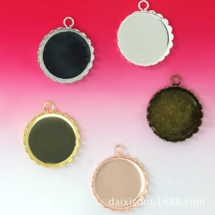 20pcs 15/20/25mm Diy Jewelry Findings Pendant Blank Base Tray for Cabochon Vintage Charm Blank Antique Bronze Silver Plated