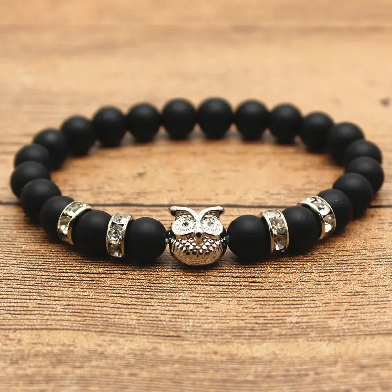 2016 модный антикварный серебряный браслет с головой животного мужской бусинами и