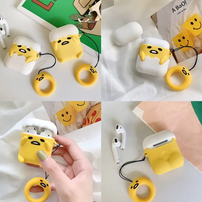 Мягкий силиконовый защитный чехол ударопрочный с ремешком для Airpods 1/2 зарядная
