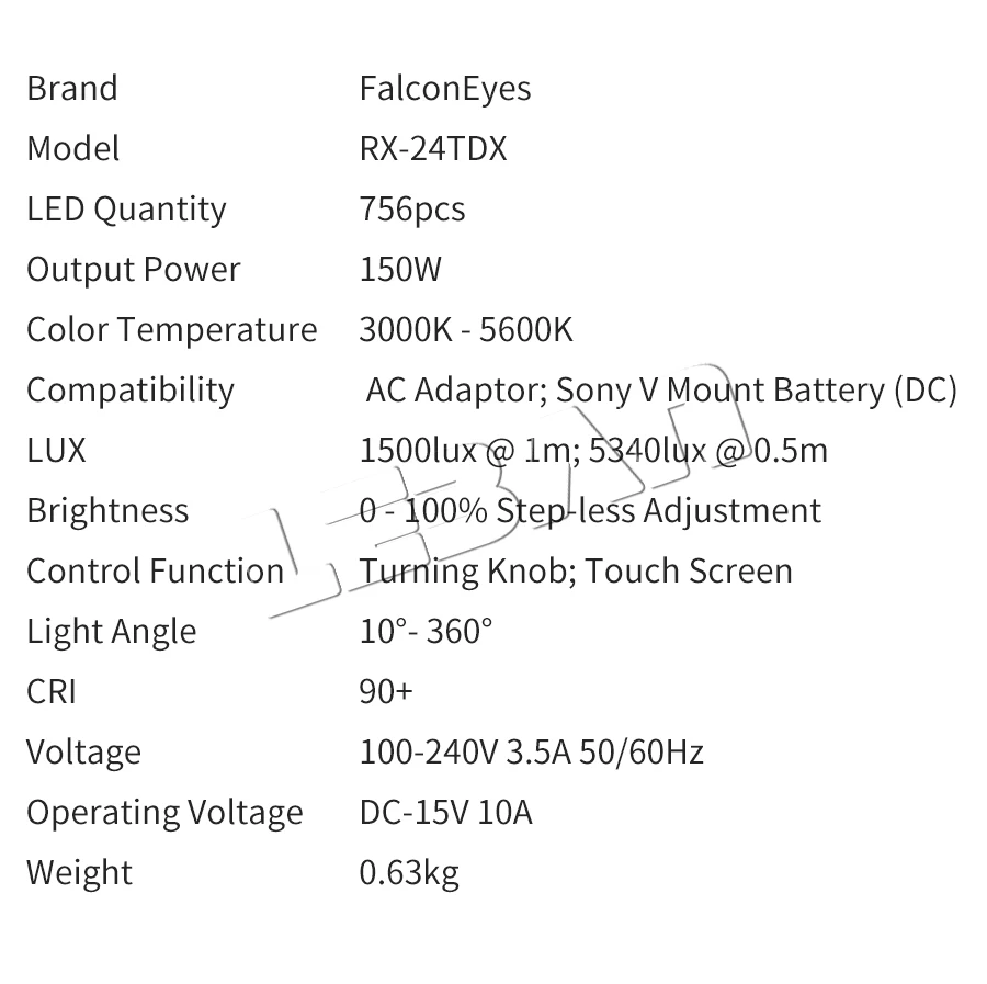 Falcon Eyes RX-24TDX 150W 3000 K-5600 K Цветовая температура Портативный Гибкий светодиодный светильник для фото-и видеосъемки