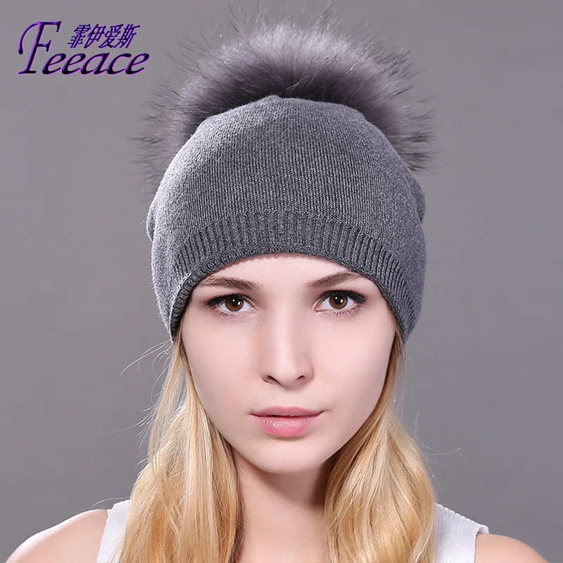 Шапка из норкового волоса Skullies. Вязаная шапка зимняя теплая головной убор