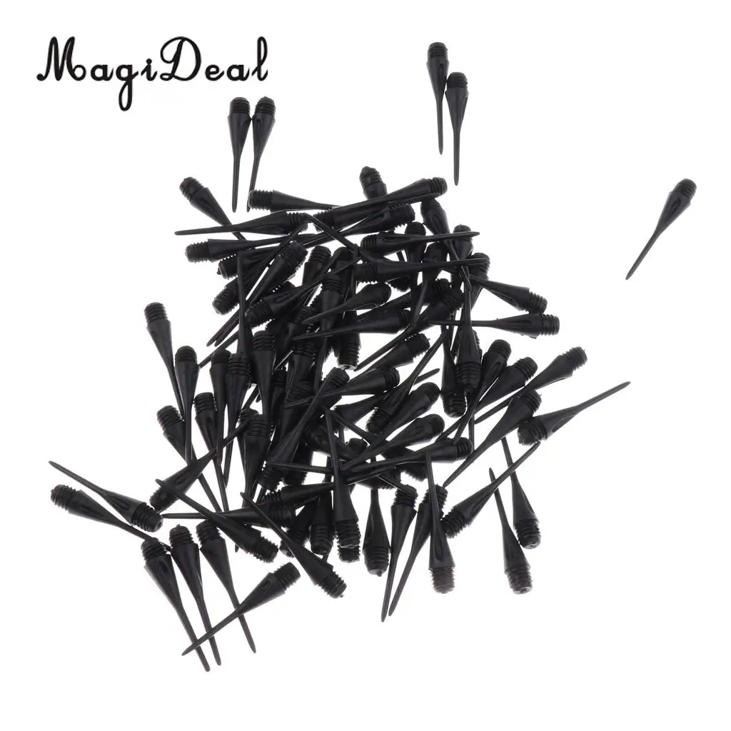 

MagiDeal 100 Pcs Dart Soft Tips Points 2BA Standard Darts Shaft Needle Black