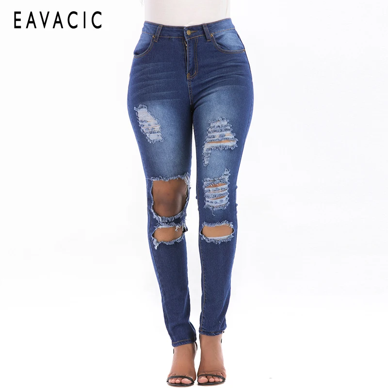 2019 Рваные джинсы Для женщин тонкий Высокая талия хлопок лето осень Повседневное