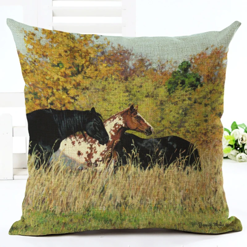 Милый бесшумный хлопковый льняной чехол для подушки с принтом животных