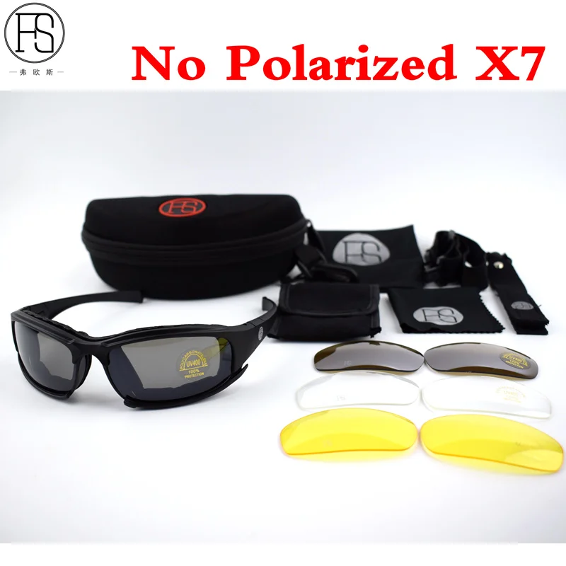 X7 No Polarized X7 C5 военные очки пуленепробиваемые армейские поляризованные солнцезащитные очки с 4 линзами для велоспорта, стрельбы, страйкбола, очки для мотоцикла - Цвет: X7 No Polarized