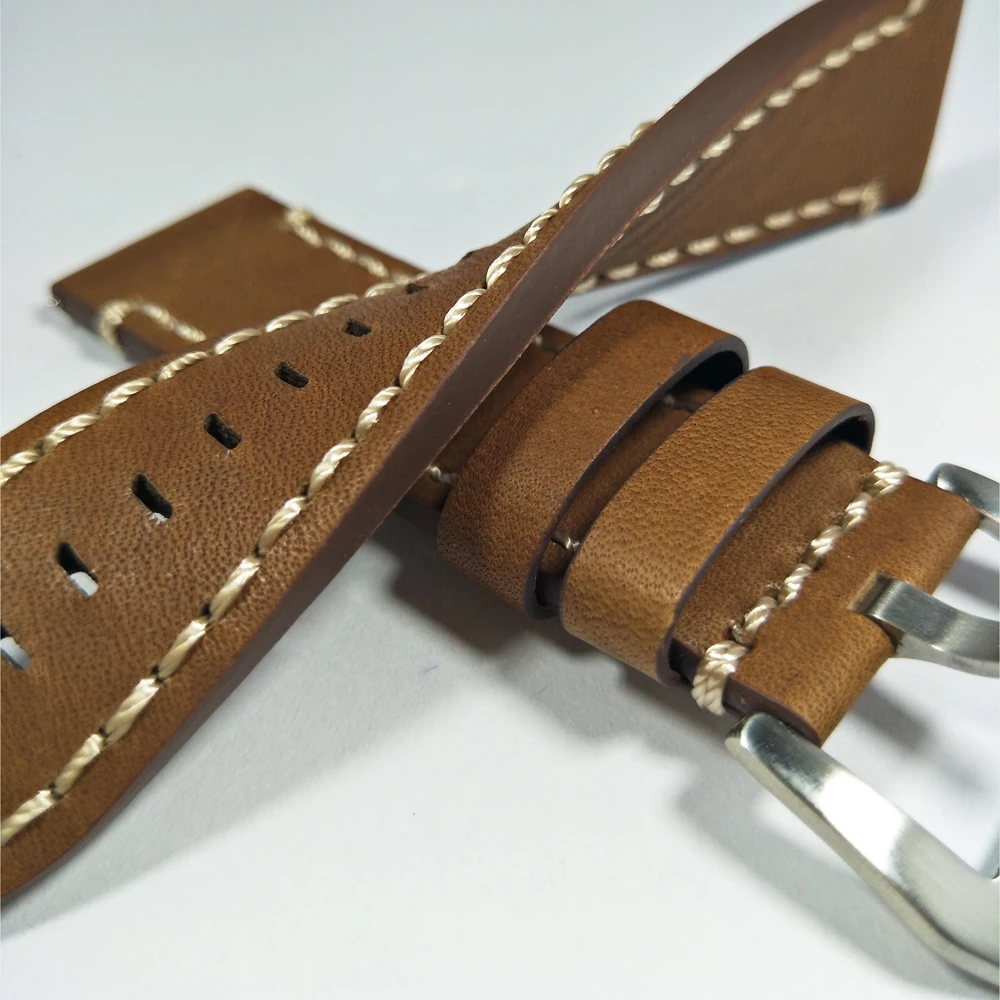 

24mm Crazy Horse Leather Watchband. Top Grain Leather Watch Strap. Vintage Suede Watch Band 22 MM