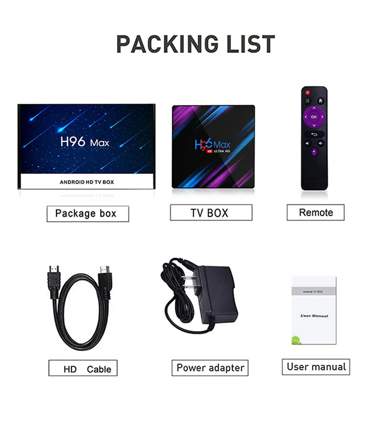 Новые продукты H96max 4 ГБ 32 Android 9 0 Smart TV BOX Rockchip RK3318 2 4G/5G Wi Fi H.265 1080 p K USB3.0 BOX|ТВ-приставки