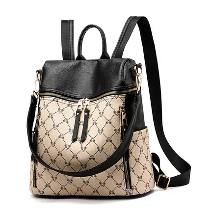 Новое поступление Mochila Feminina, женский рюкзак из искусственной кожи, Ретро стиль, женские школьные сумки с широким ремешком для девочек-подростков, дорожные сумки через плечо - Цвет: Khaki