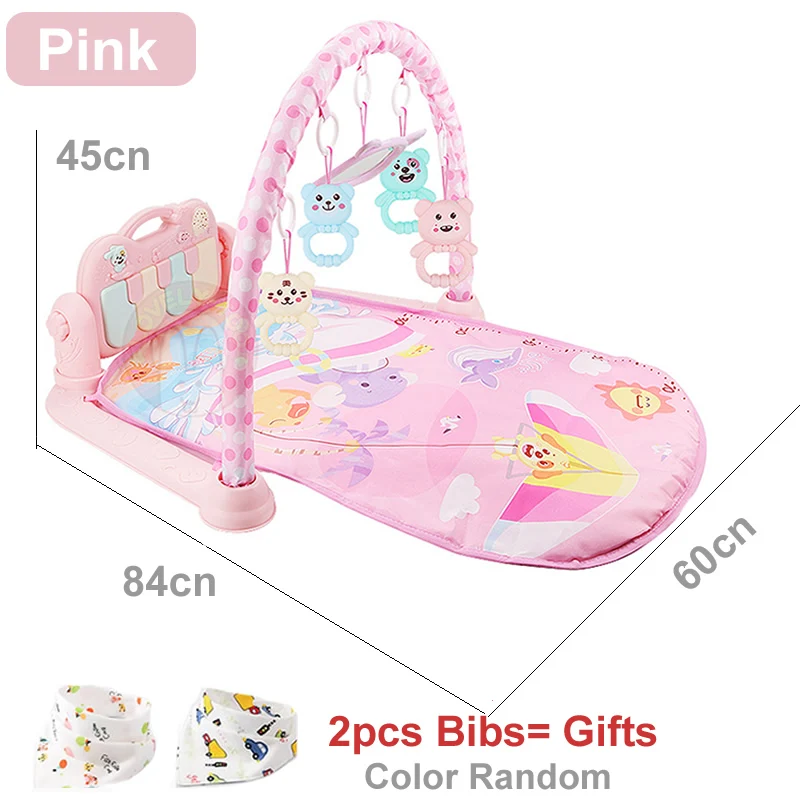 Pink Детский игровой коврик, детский коврик для ползания, развивающий детский игровой коврик, музыкальный коврик для ребенка, погремушка, развивающие игрушки для детей - Цвет: Pink