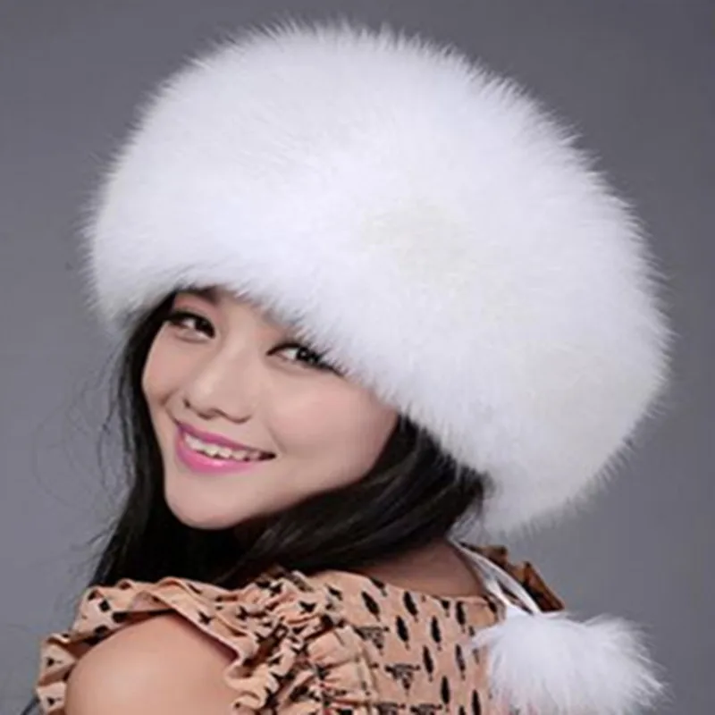 Женская шапка из лисьего меха 2017 новая зимняя теплая меховая натурального