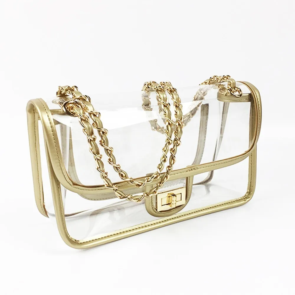 Классический прозрачный одиночный наплечный пакет женский кошелек ПВХ материал