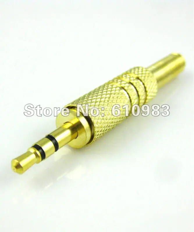 (5 шт./партия) 3 5 мм штекер стерео аудио разъем адаптер прямой позолоченный для