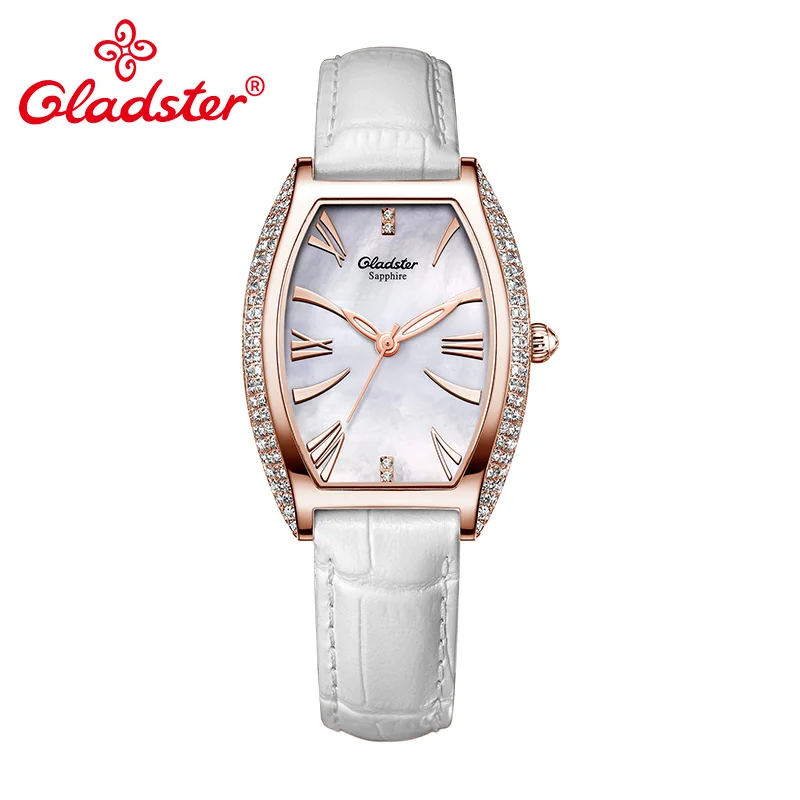 Роскошные Японские Женские часы Gladster MiyotaGL30 с кожаным ремешком сапфировым