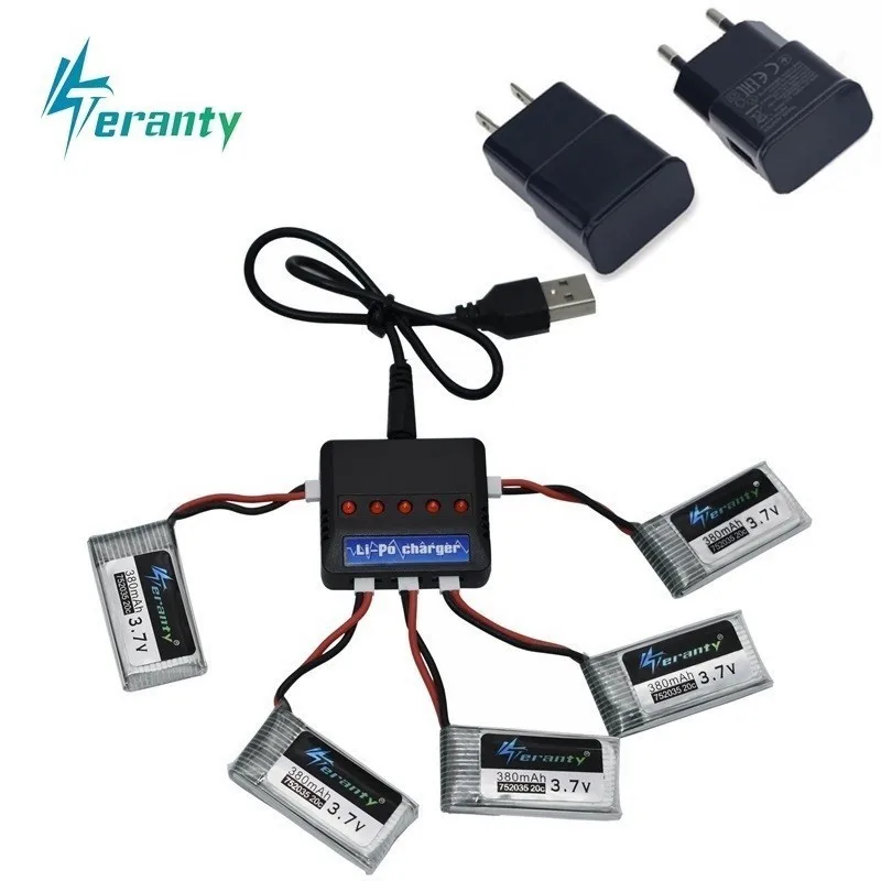 

Original Lipo Battery and Charger For Hubsan X4 H107 H107L H107D JD385 JD388 RC Helicopter Spare Parts 3.7V 380mah Drone battery