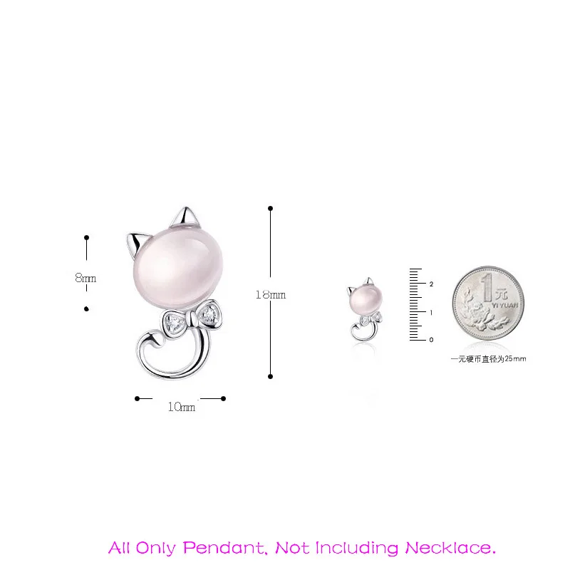 Высококачественная Милая подвеска в виде котенка с бантом покрытая серебром