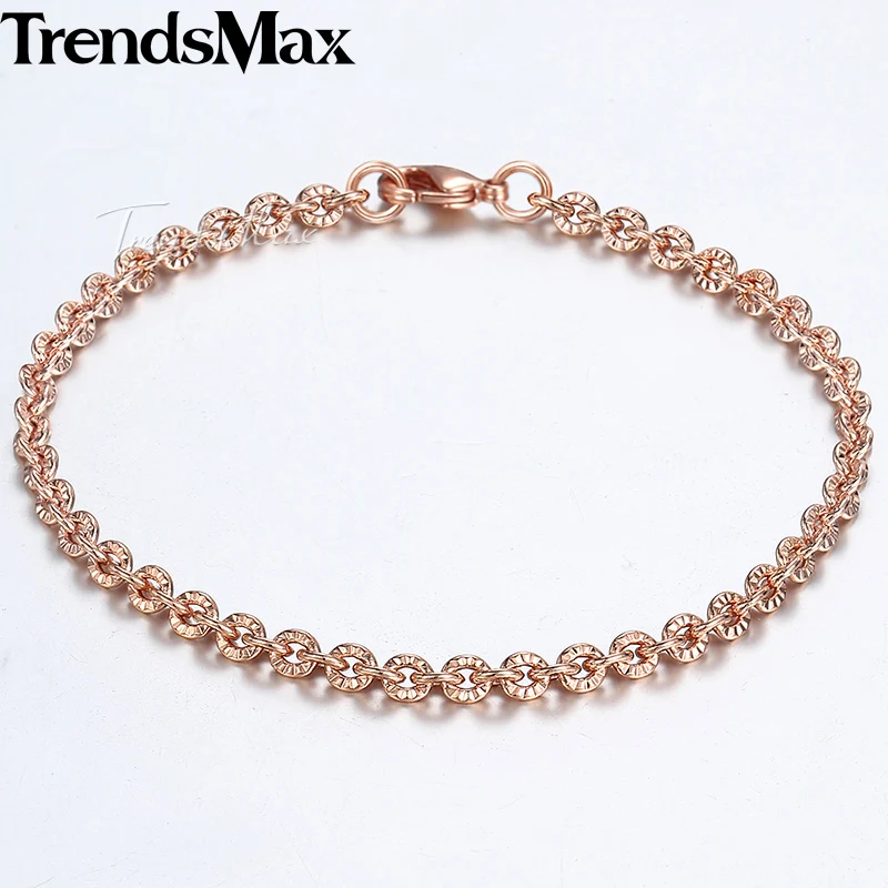 Браслет женский из розового золота 585 пробы 3 мм 18/20/23 см|women bracelet|gold filledbracelet chain |