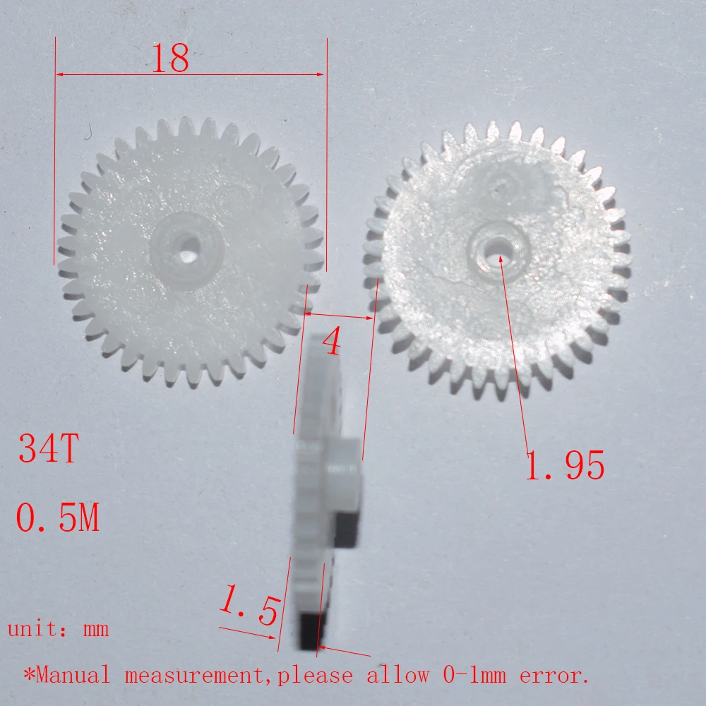 10/100 шт. 34teeth0.5 м/2 мм отверстие/пластиковый Редуктор/Радиоуправляемый автомобиль